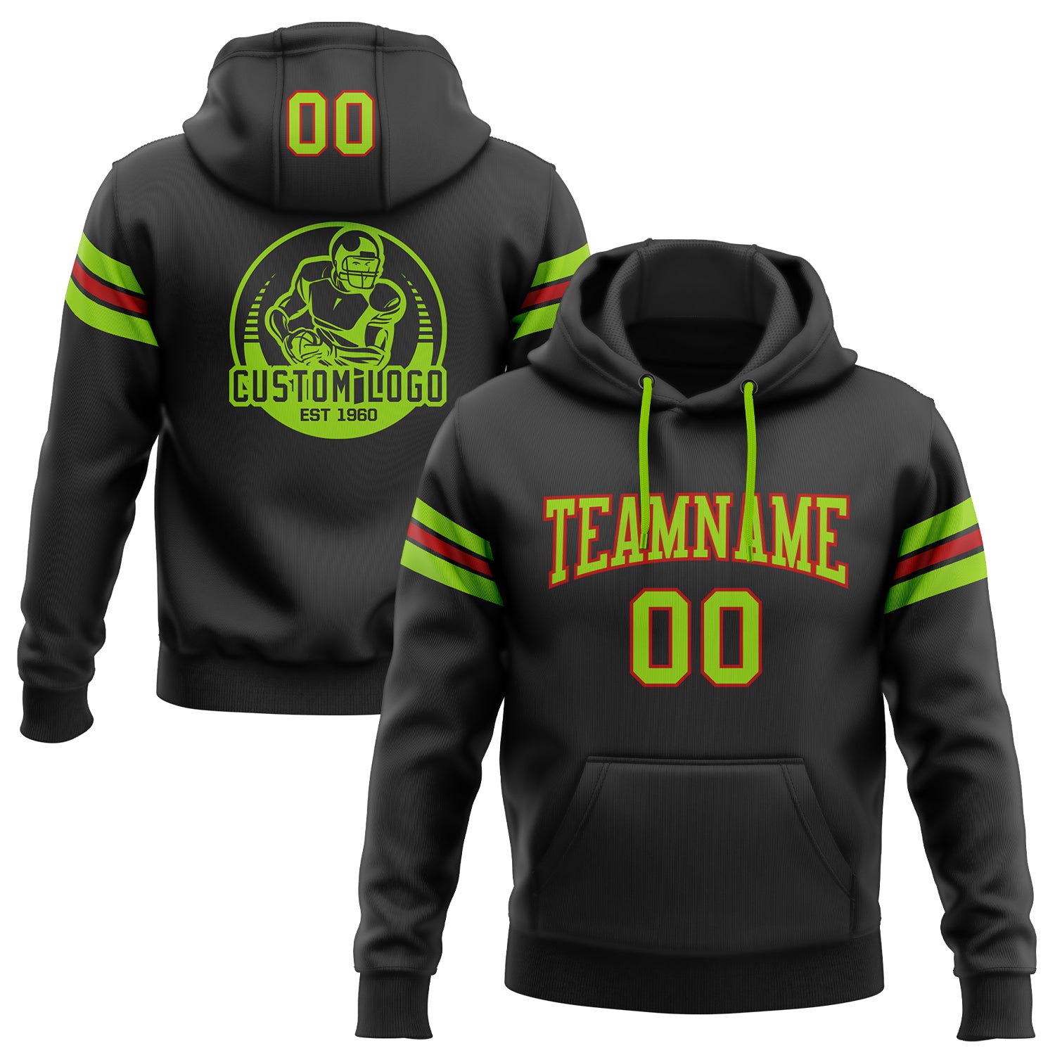 Custom Neon Green Hoodies, Neon Green Mens Hoodie