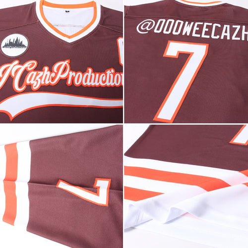 Cheap Custom Orange White-Brown Hockey Jersey Free Shipping –  CustomJerseysPro