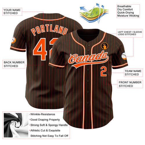 Sale Build Orange Baseball Authentic White Brown Strip Jersey Brown –  CustomJerseysPro