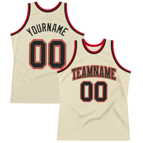 Custom Cream Light Blue-Red Authentic Throwback Basketball Jersey Discount