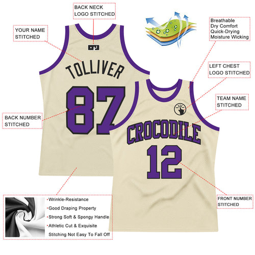 Custom Cream Purple-Gray Authentic Throwback Basketball Jersey Fast  Shipping – FiitgCustom