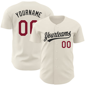 Custom Team Navy Baseball Authentic Cream Jersey Red