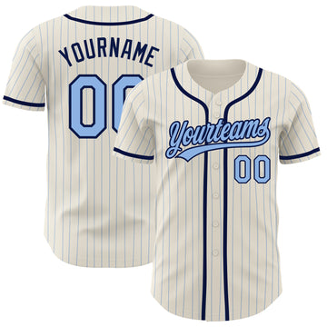 Custom Gray White Pinstripe Light Blue-White Authentic Baseball Jersey