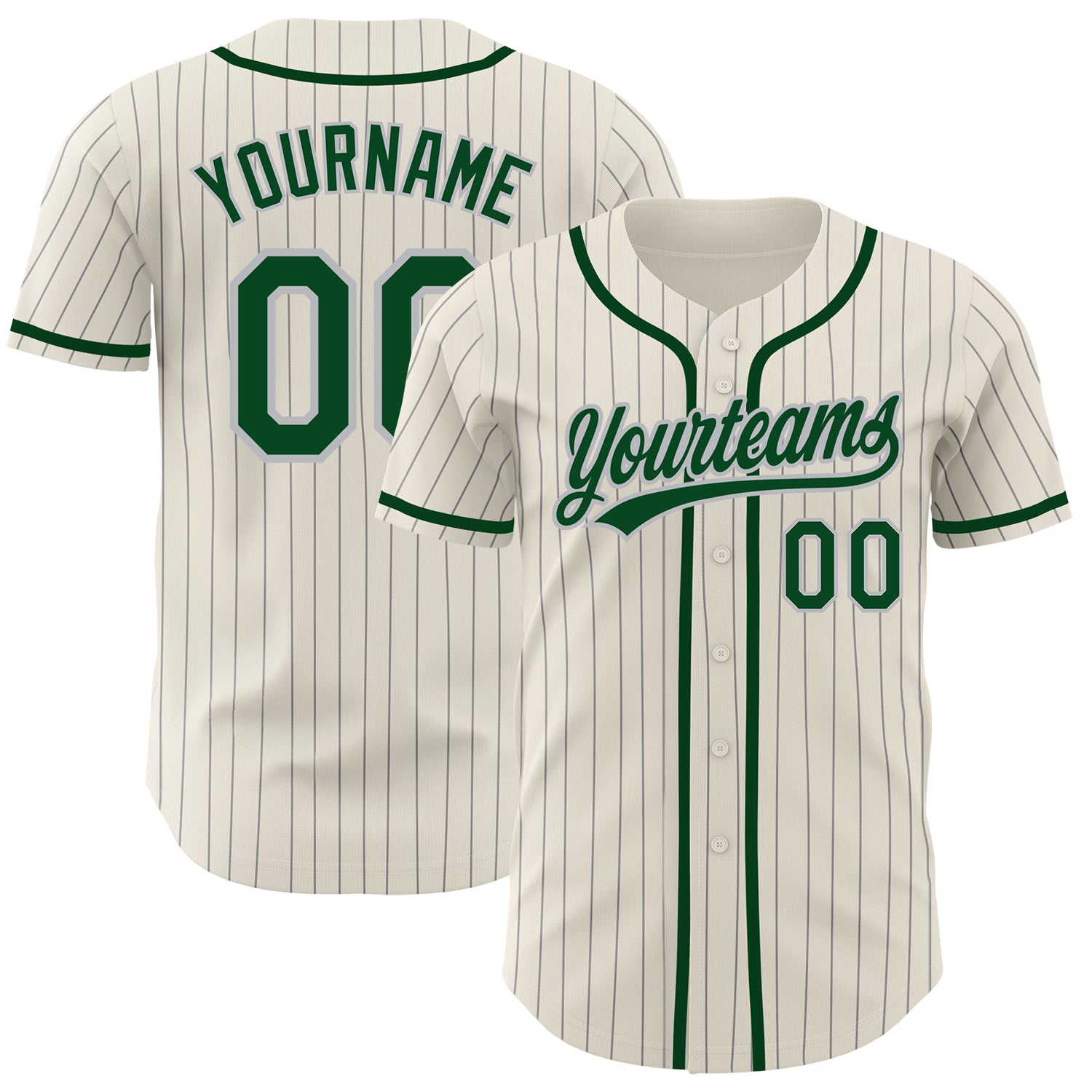 Custom Green Gray-White Authentic Baseball Jersey