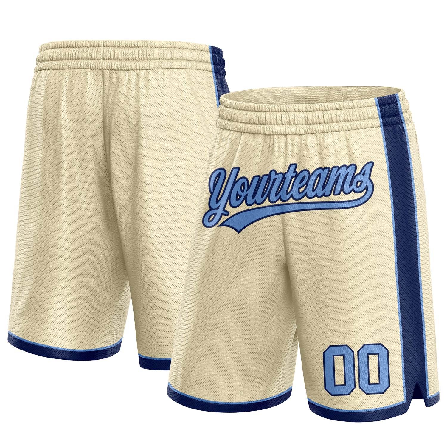 Custom Cream Navy Pinstripe Light Blue-Black Authentic Basketball