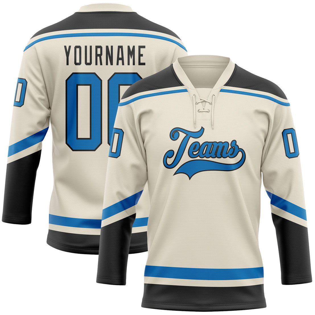 Custom Black Pink-Light Blue Hockey Lace Neck Jersey Fast Shipping –  FiitgCustom