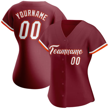 Custom Crimson White-Orange Authentic Baseball Jersey