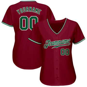 Custom Crimson Kelly Green-White Authentic Baseball Jersey