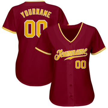 Custom Crimson Gold-White Authentic Baseball Jersey