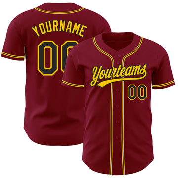 Custom Crimson Black-Gold Authentic Baseball Jersey