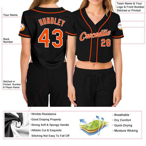 Custom Women's Cream Black-Red V-Neck Cropped Baseball Jersey Discount