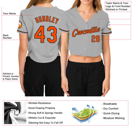 V-neck Customized Baseball Jersey 2 Color Trim Orange 
