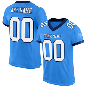 Custom Powder Blue White-Navy Mesh Authentic Football Jersey