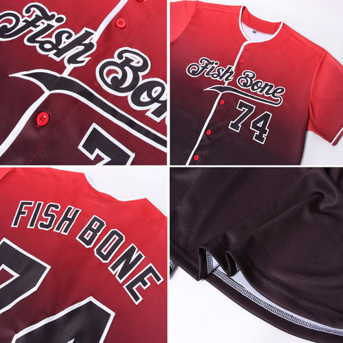 Custom Yellow Red-Black Authentic Fade Fashion Baseball Jersey