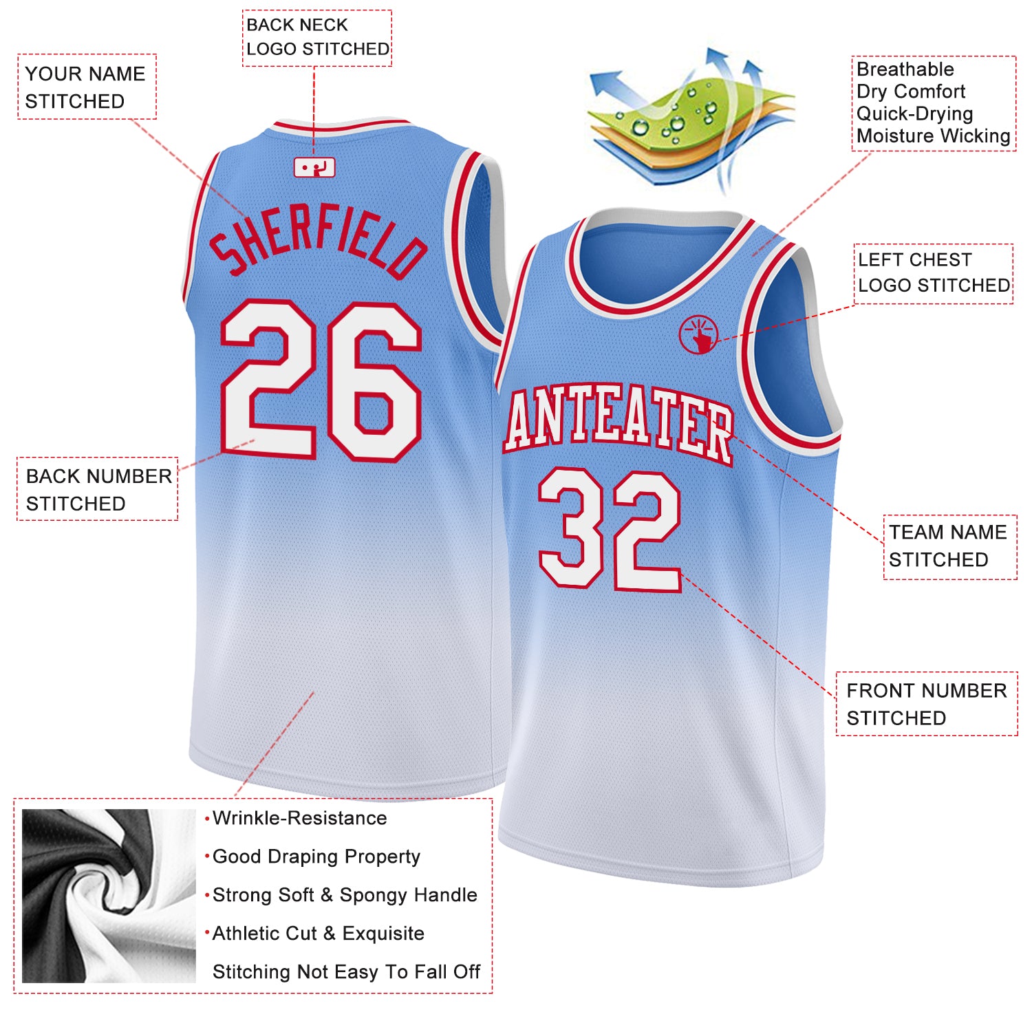 Custom Light Blue White-Neon Green Authentic Throwback Basketball Jersey  Discount