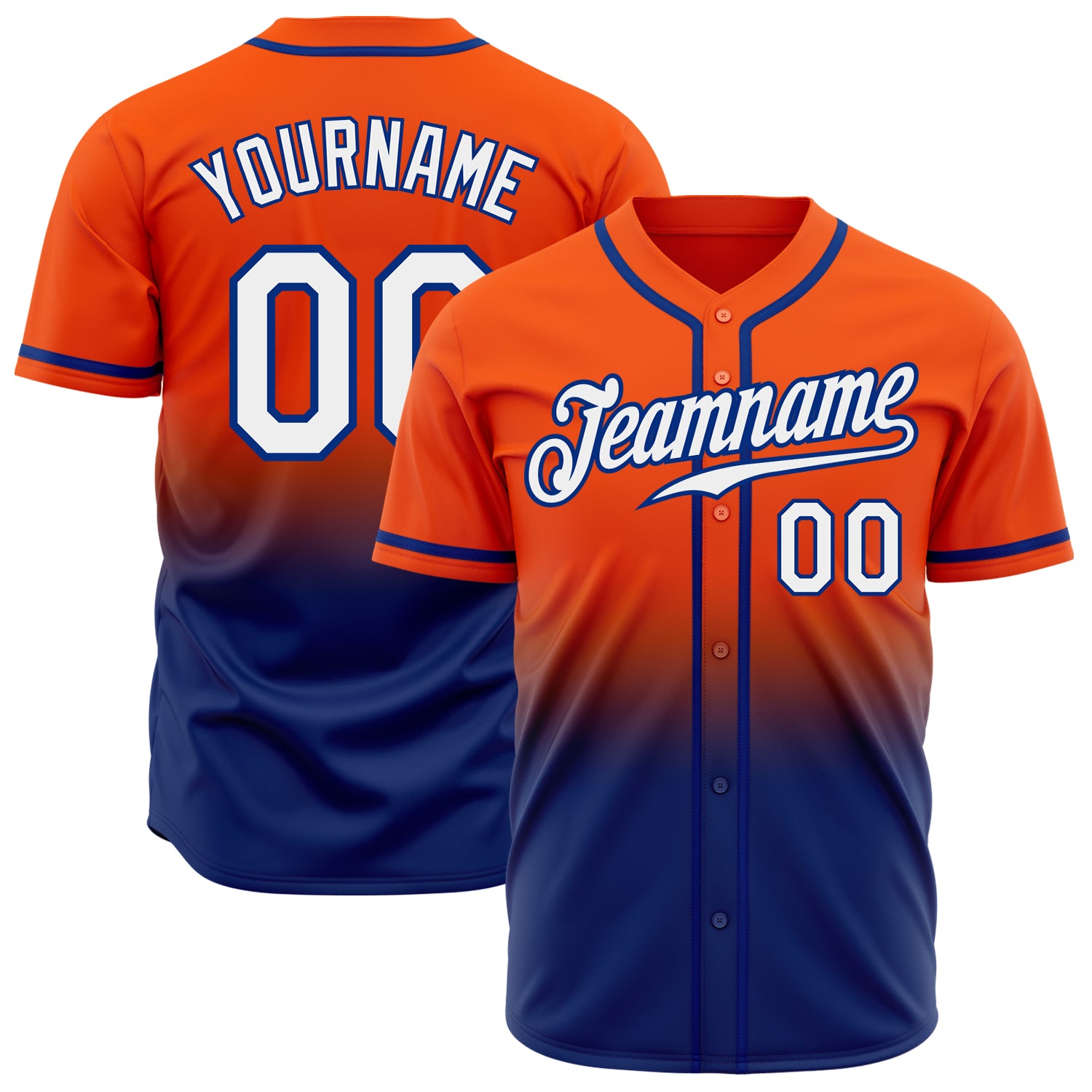 Custom Orange White Royal Authentic Fade Fashion Baseball Jersey Discount