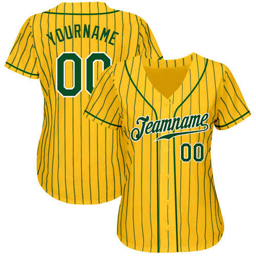 Cheap Custom Gray Green Pinstripe Green-Gold Authentic Baseball Jersey Free  Shipping – CustomJerseysPro