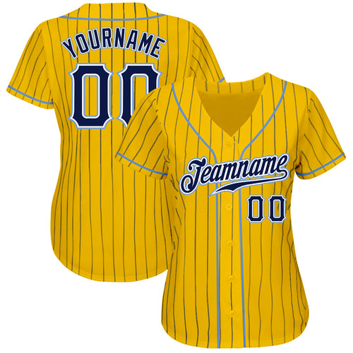 Custom Gold Navy Pinstripe Navy-Light Blue Authentic Baseball Jersey Fast  Shipping – FiitgCustom