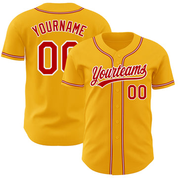 Custom Old Gold Red-Black Authentic Drift Fashion Baseball Jersey