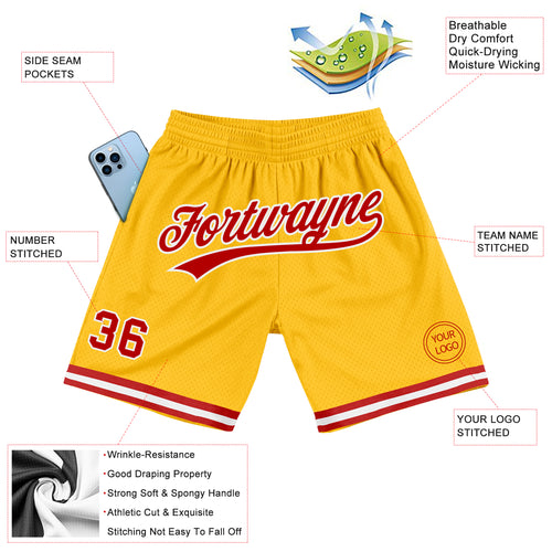 Cheap Custom Navy White-Red Authentic Throwback Basketball Shorts