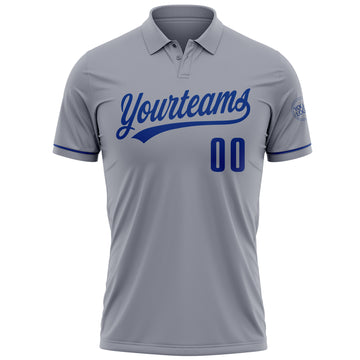 Custom Gray Royal Performance Vapor Golf Polo Shirt