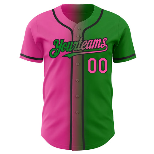 Custom Pink Blue-Black Gradient Fashion Authentic Baseball Jersey, Default Title