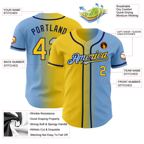 blue-yellow Custom Baseball Jersey - XL