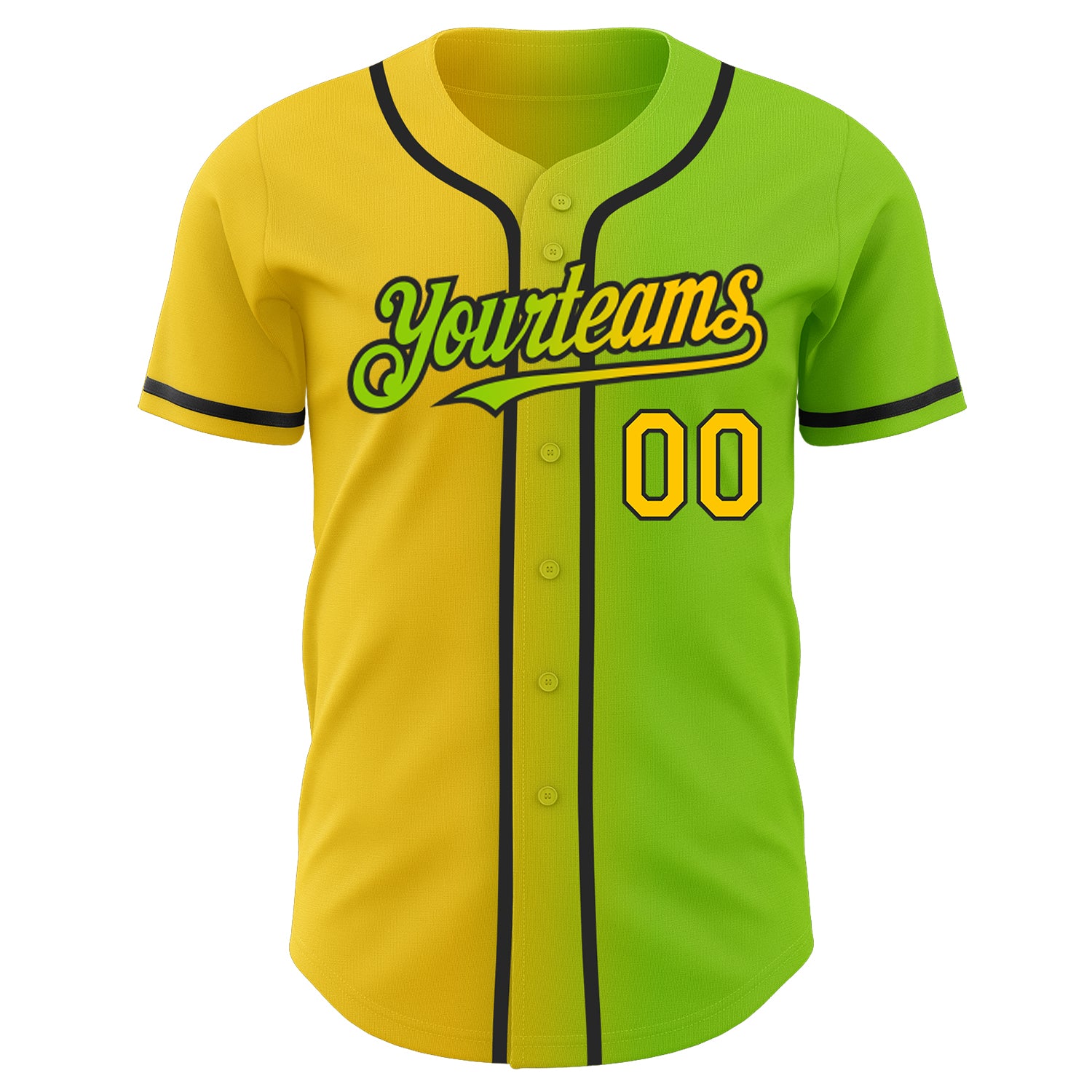 Custom Gold Green-White Authentic Fade Fashion Baseball Jersey Discount