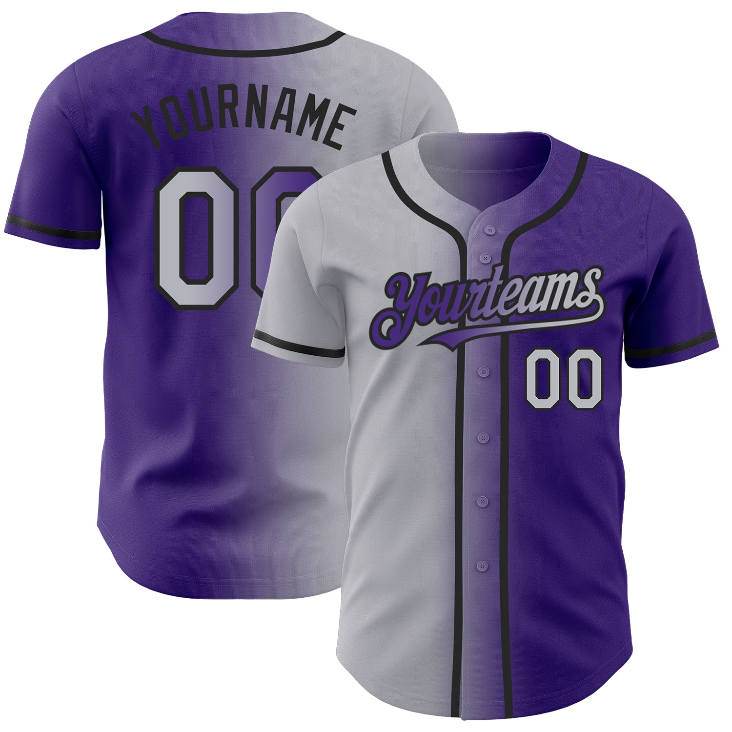 Custom Purple Black Gray Fade Baseball Jersey - Inktee Store