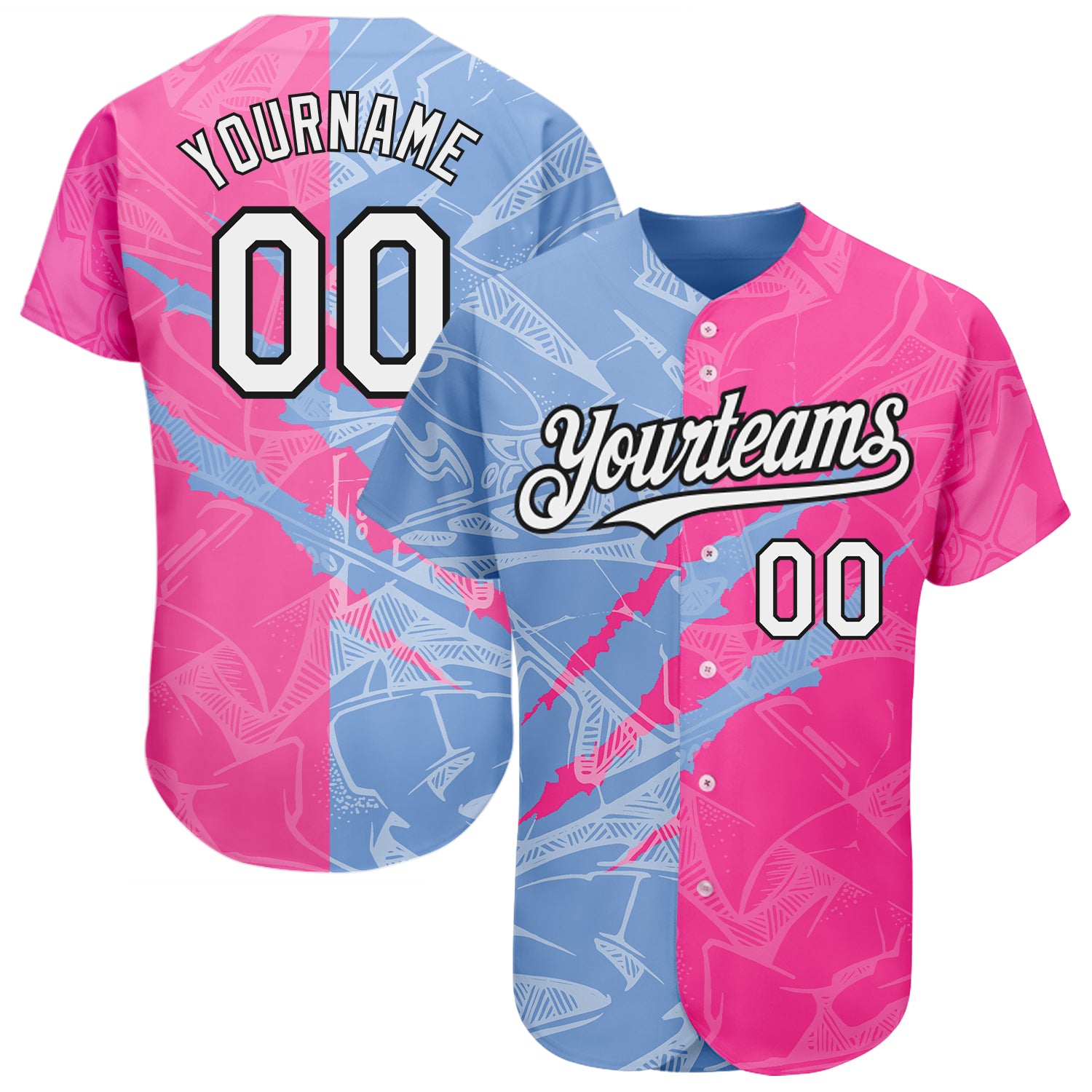 Custom Pink White-Black Authentic Baseball Jersey Discount