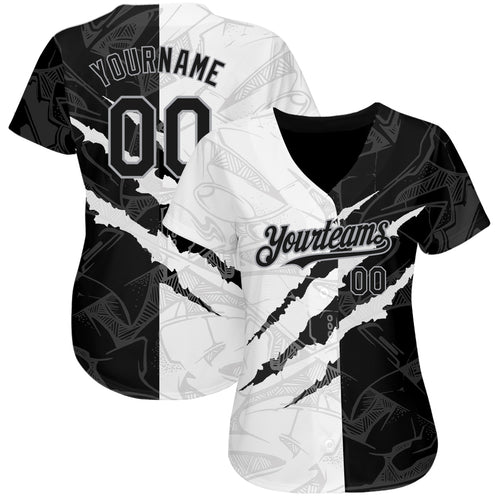 Custom Graffiti Pattern Orange Black-Gray 3D Scratch Authentic Baseball  Jersey Clearance – FanCustom