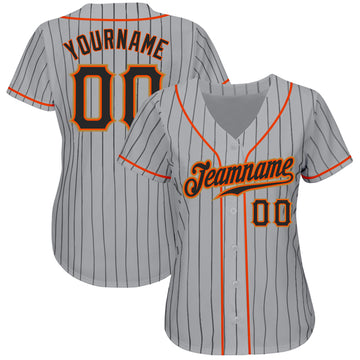 Custom Gold Black Pinstripe Black-Orange Authentic Baseball Jersey