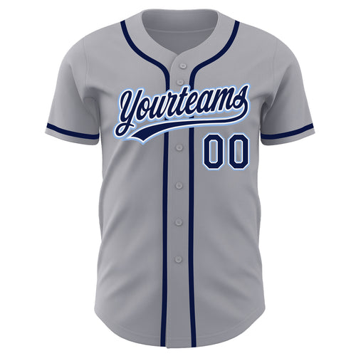 Custom Gray Gold-Light Blue Authentic Baseball Jersey