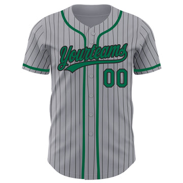 Custom Softball Jersey Kelly Green White Pinstripe White-Gray Authentic