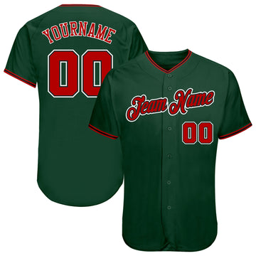 Custom Green Red-Black Authentic Baseball Jersey