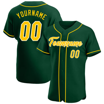 Custom Green Gold-White Authentic Baseball Jersey