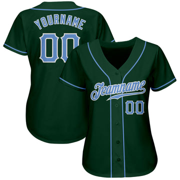 Custom Green Light Blue-White Authentic Baseball Jersey