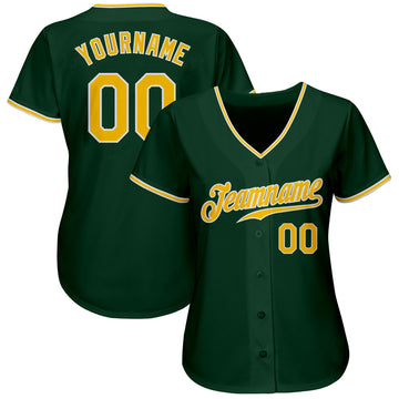 Custom Green Gold-White Authentic Baseball Jersey