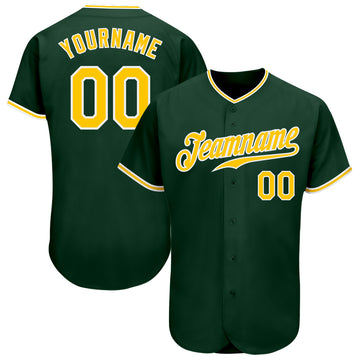 Custom Green Gold-White Authentic Baseball Jersey