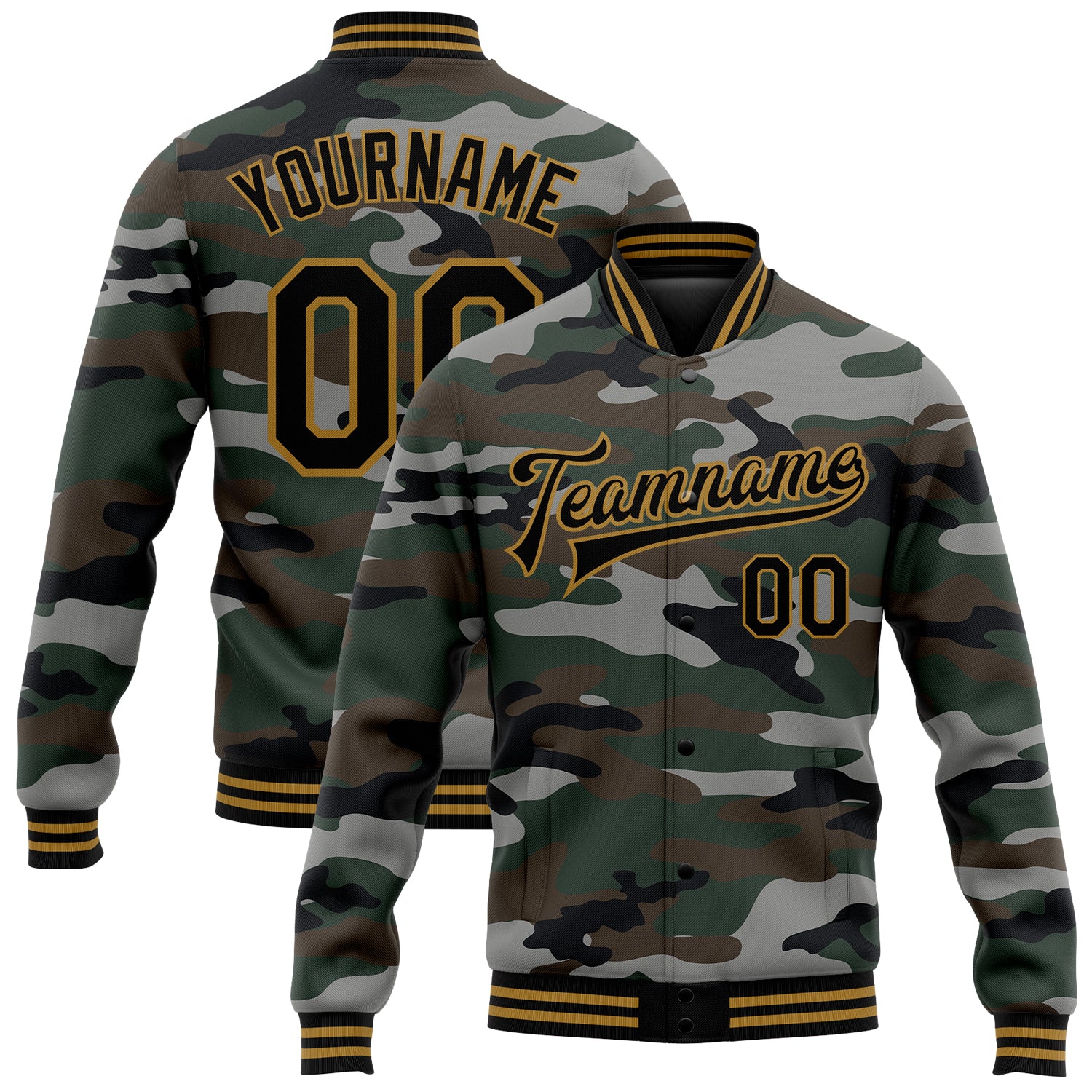 Custom 3D Pattern Softball Jersey Olive Vegas Gold-Camo Salute To