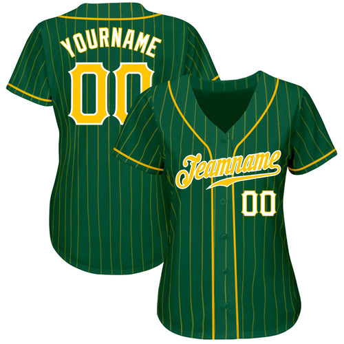 Sale Build Gold Baseball Authentic White Kelly Green Strip Jersey Kelly  Green – CustomJerseysPro