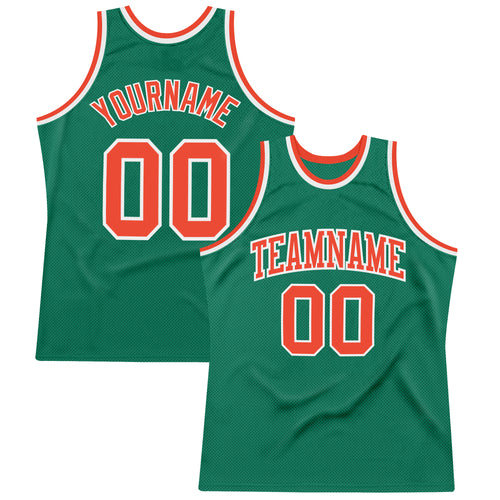 Sale Build White Basketball Authentic Kelly Green Throwback Jersey Orange –  CustomJerseysPro