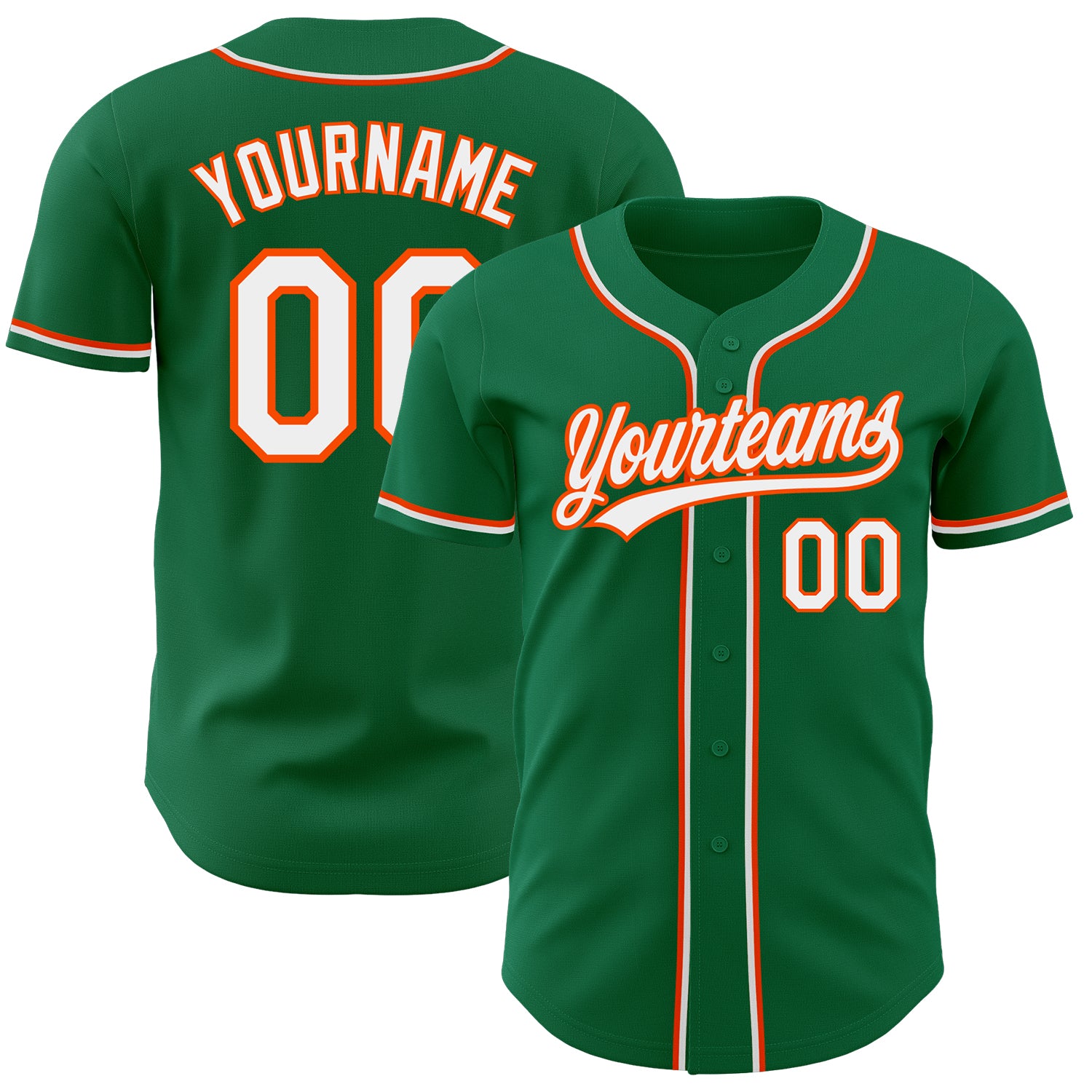 Custom Orange White-Kelly Green Authentic Baseball Jersey Discount