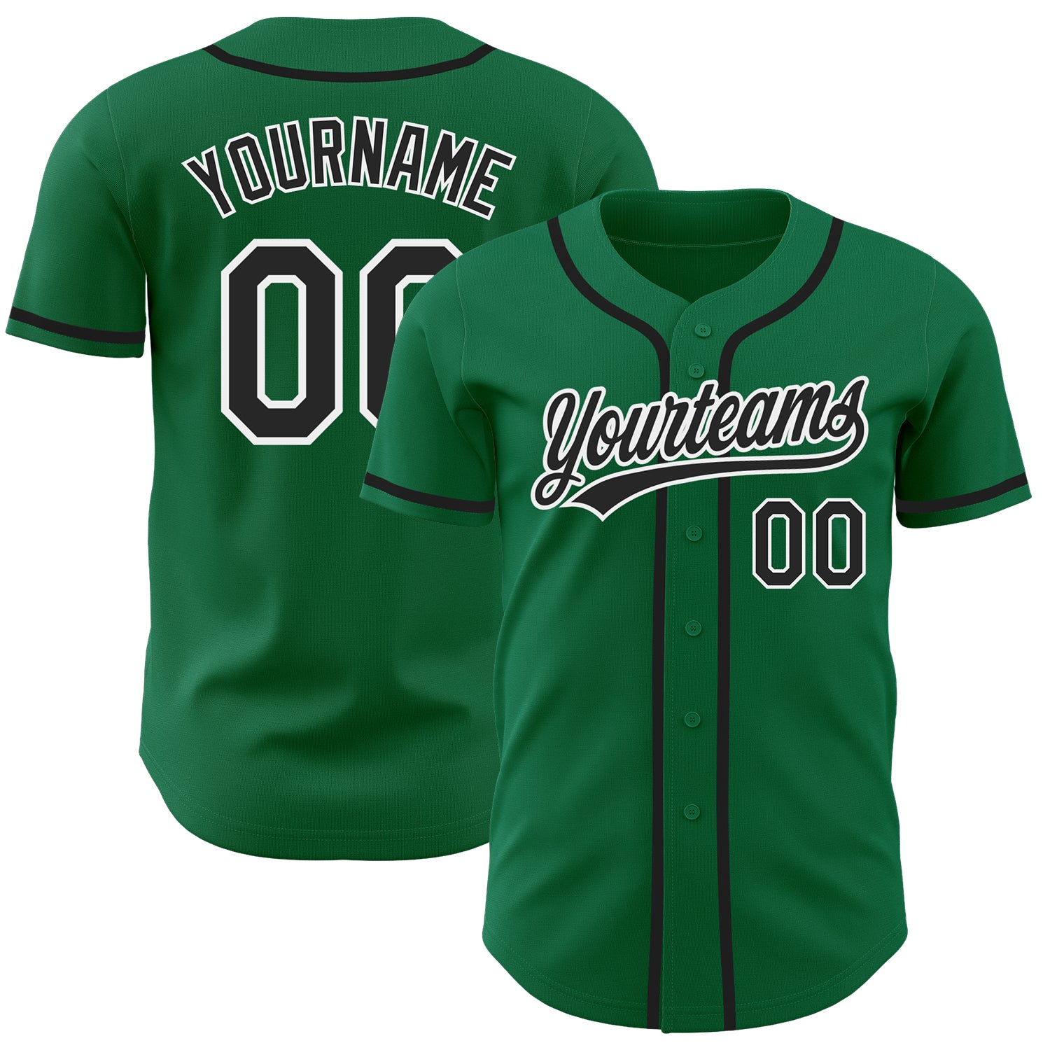 Custom White Kelly Green-Black Authentic Two Tone Baseball Jersey