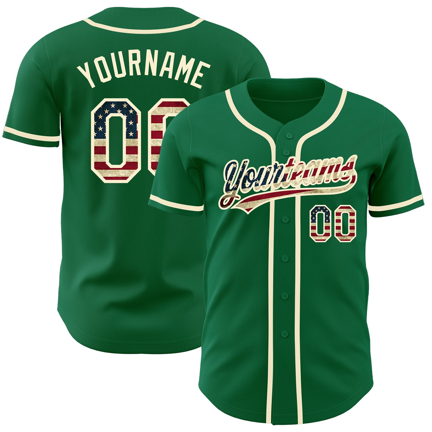 Custom Cream Green-Gold Authentic Baseball Jersey Discount