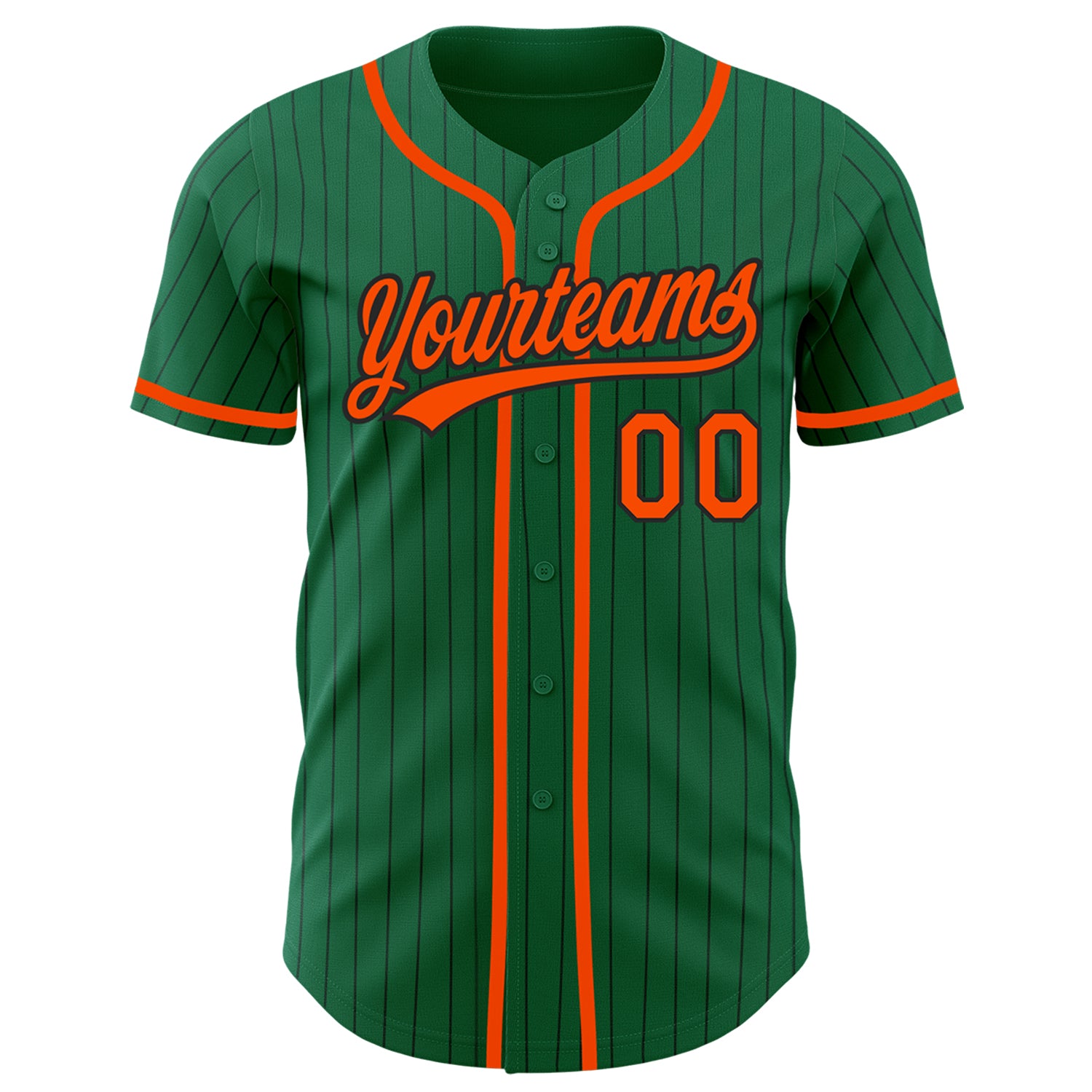 Custom Orange Kelly Green Pinstripe Kelly Green-Black Authentic Baseball Jersey Preschool Size:L