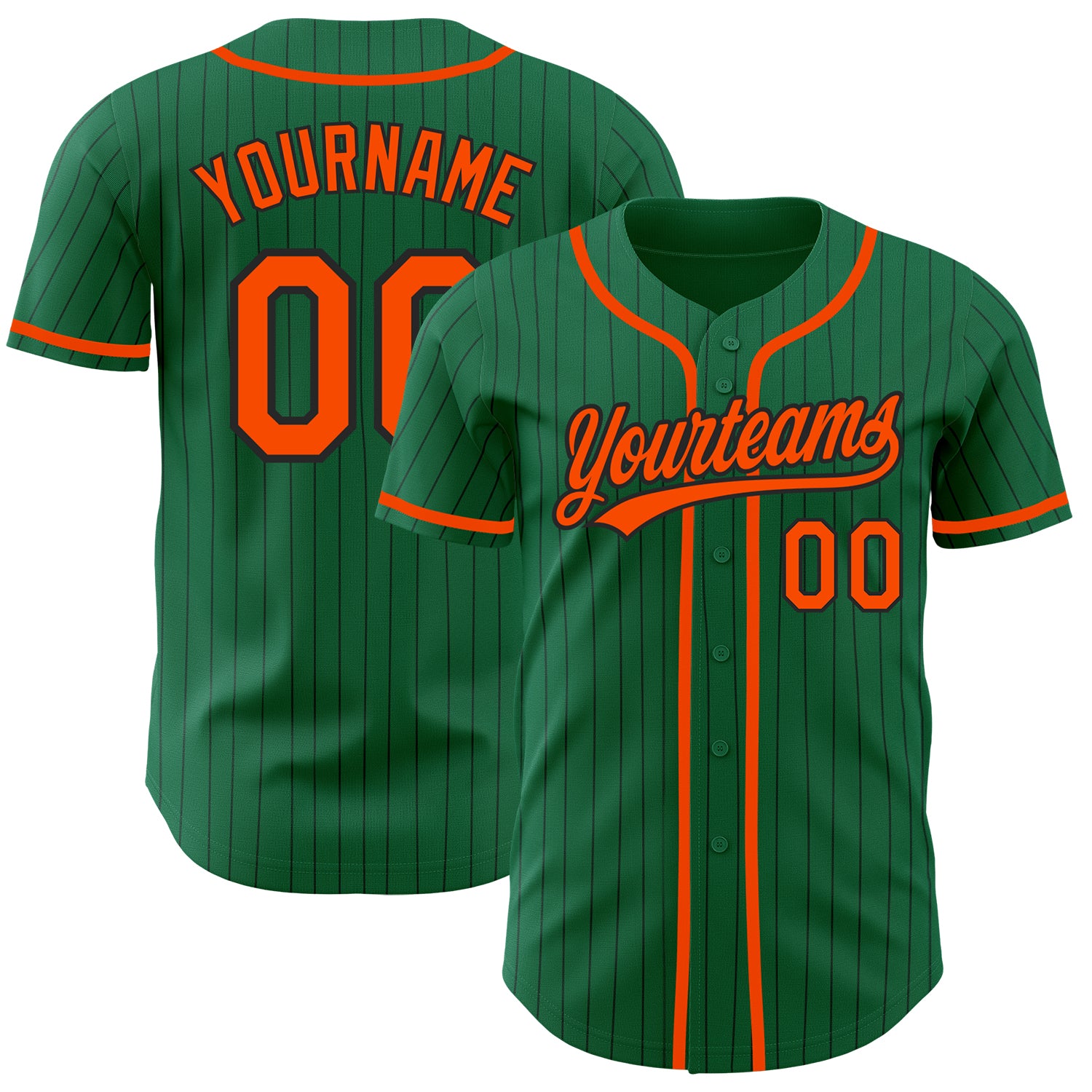 Custom Orange Kelly Green Pinstripe Kelly Green-Black Authentic Baseball Jersey Preschool Size:L