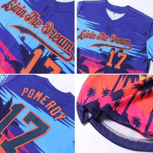 Cheap Custom Yellow Royal 3D Pattern Design Sun Beach Hawaii Palm Trees  Authentic Baseball Jersey Free Shipping – CustomJerseysPro