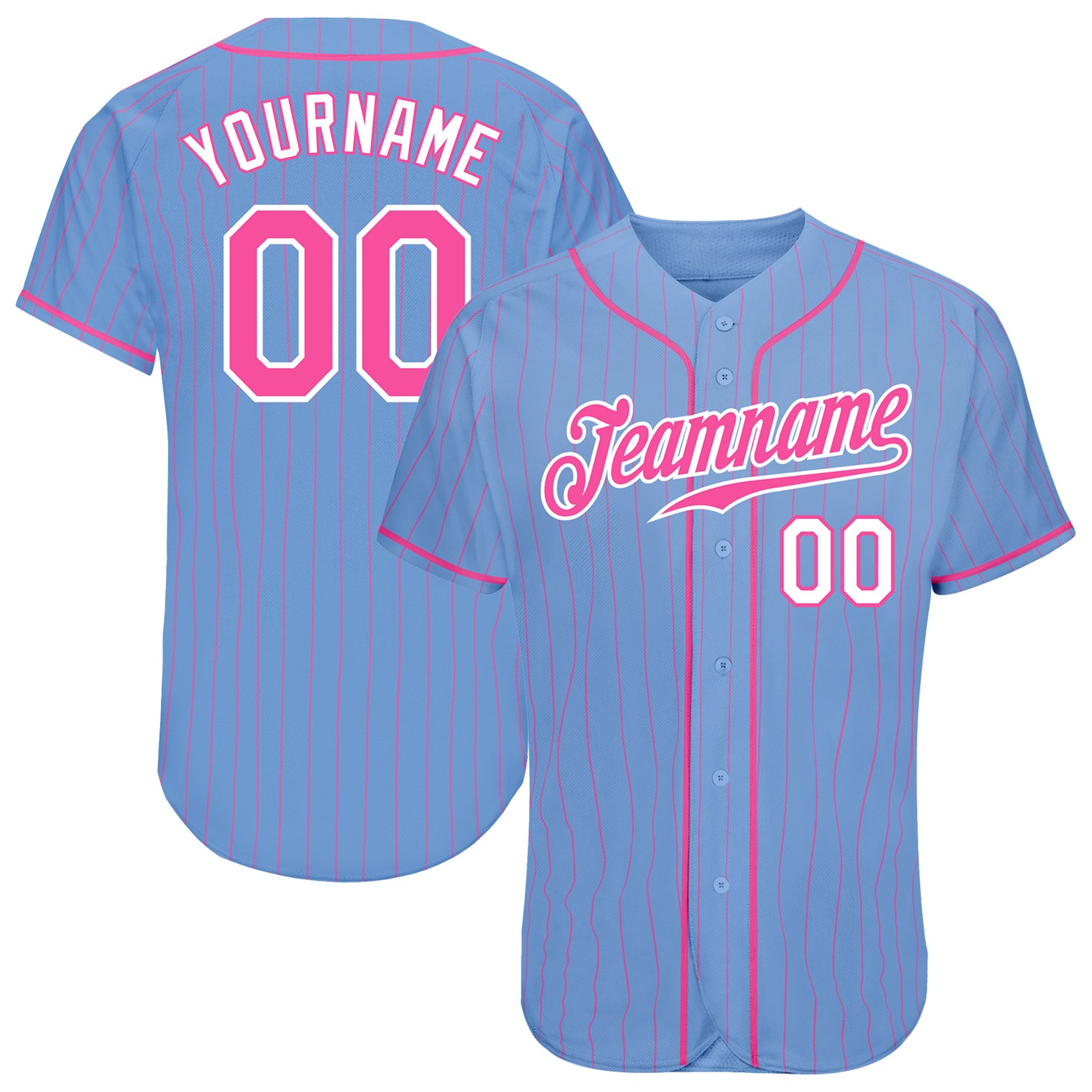 Custom Light Blue Pink Pinstripe Pink-White Authentic Baseball Jersey  Discount