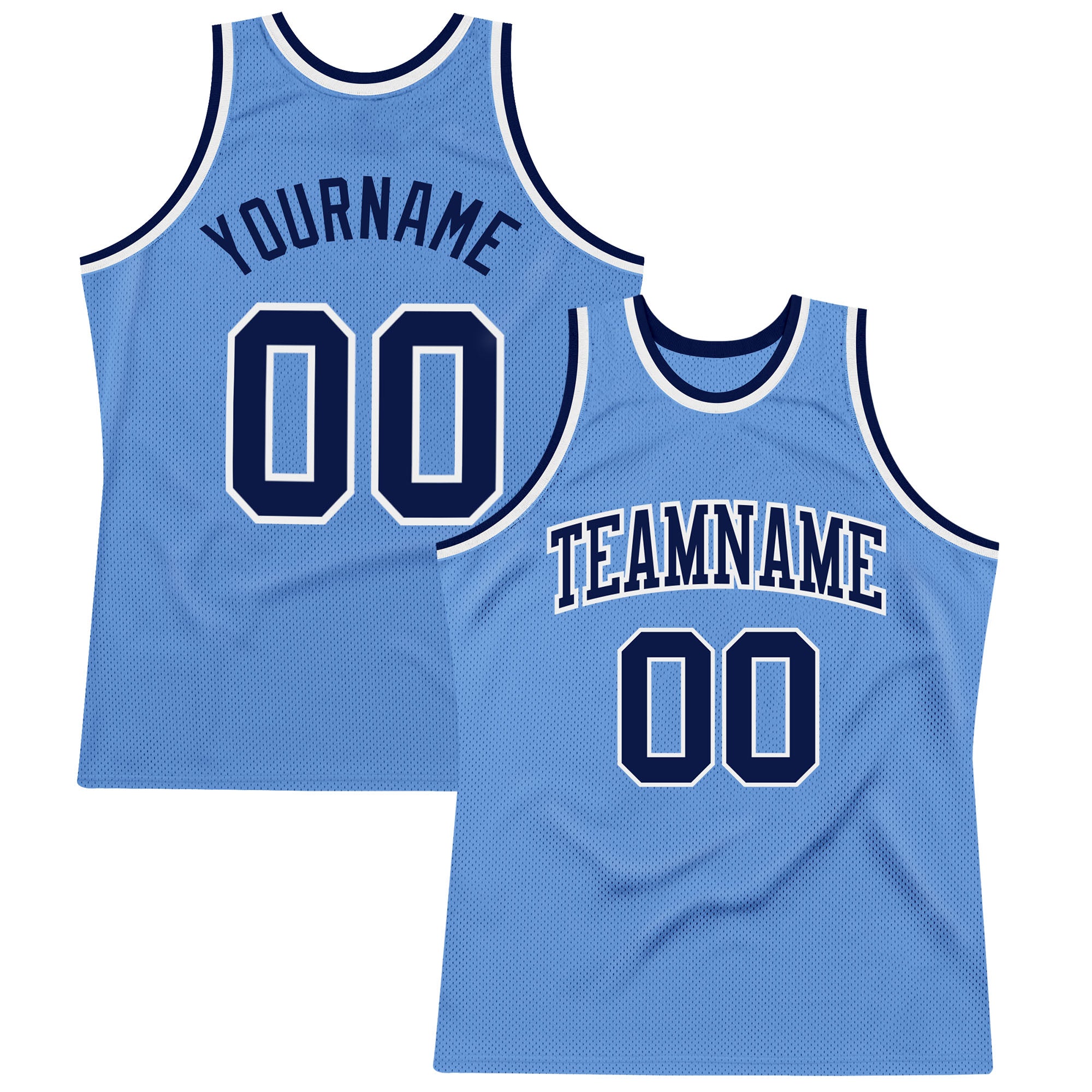 Custom White Navy-Light Blue Authentic Throwback Basketball Jersey Discount